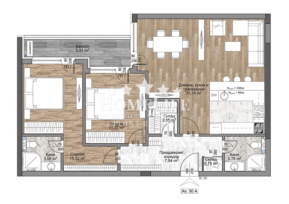 South three-room apartment in Mladost 4 near Business Park-0 South-facing three-room apartment in Mladost 4 near Business Park - 0